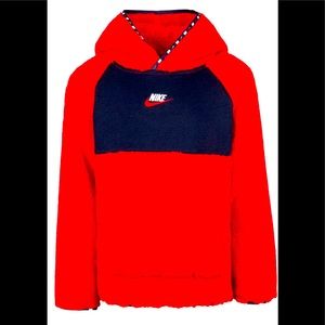 Nike Little Boys Sherpa fleece Hoodie Top 2T Red